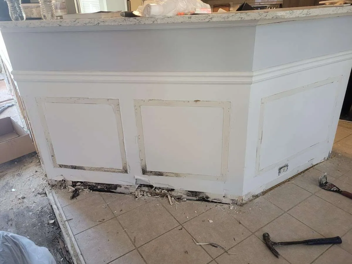 Water damage and mold on kitchen during Storm Damage Restoration in Winfield